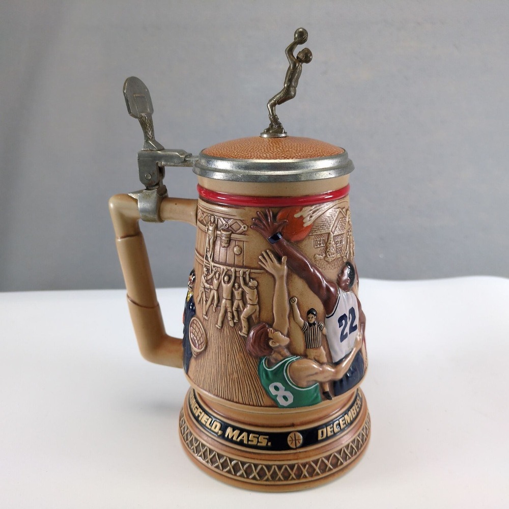 Vintage 1993 Avon A Century‎ of Basketball Lidded Ceramic Beer Stein Brazil